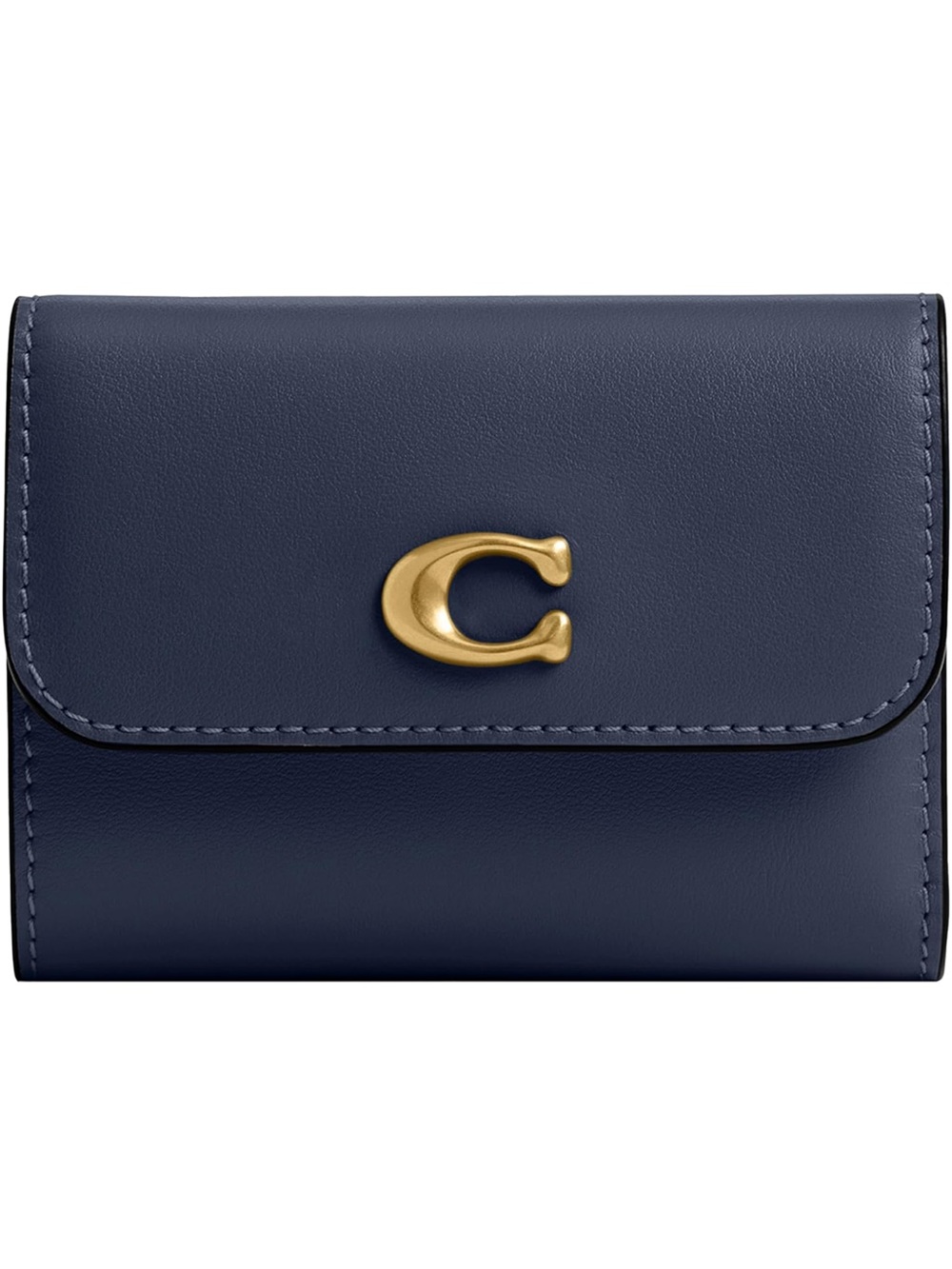 Coach Navy Leather Wallet with Gold C Logo